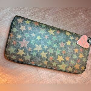 Dooney & Bourke Vintage Star Wallet with Rainbow zipper and Heart Charm